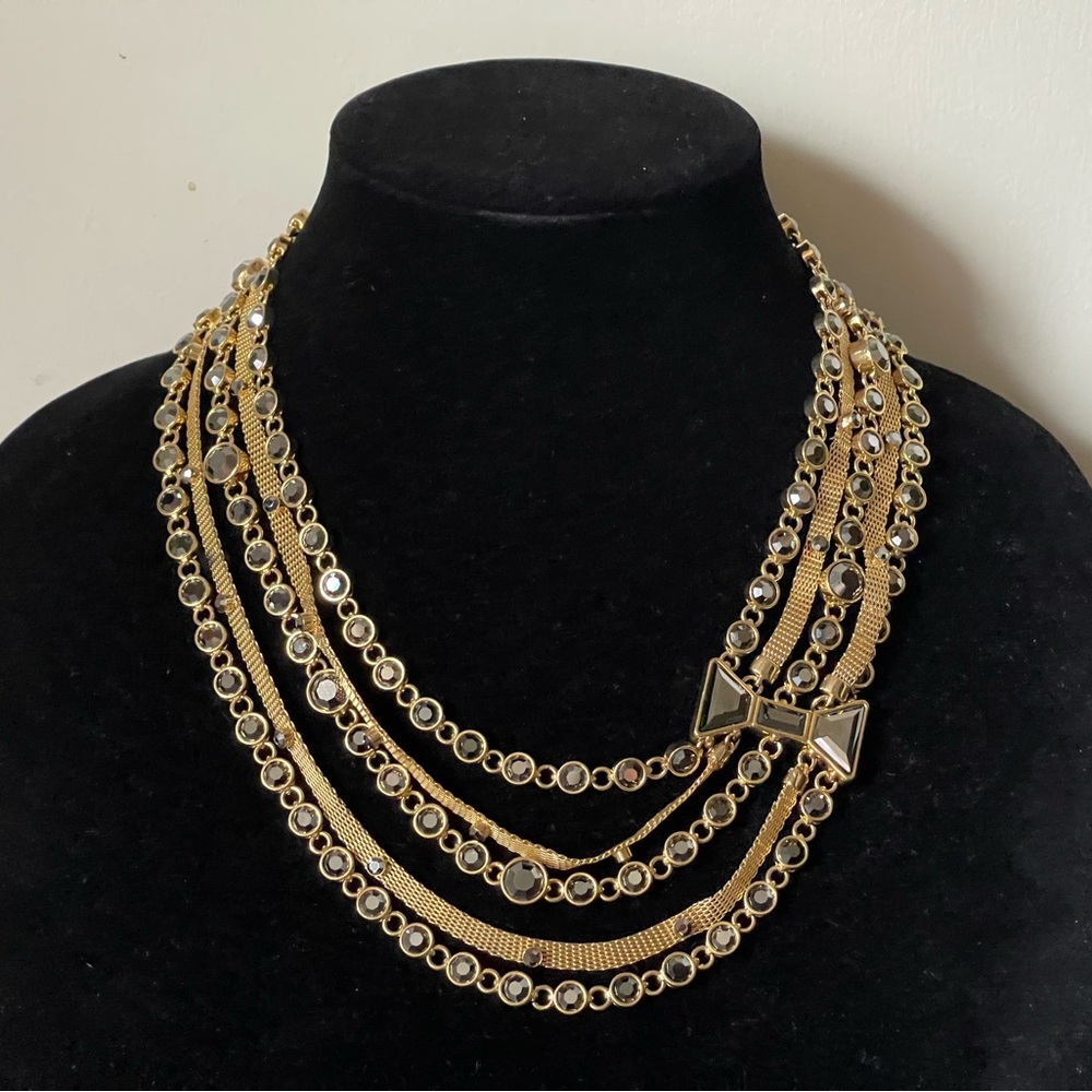 Marc Jacobs Gold Layered rhinestone chain necklace with bow
